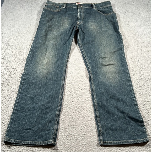 Levi's 505 Jeans Mens 40x29.5 Blue Denim Cotton Stretch Mid Rise Straight Fit - Picture 1 of 14